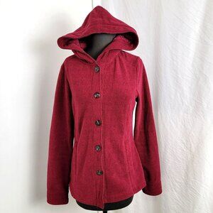 Natural Reflections Womens Dark Red Hooded Jacket Coat S Small button up pockets